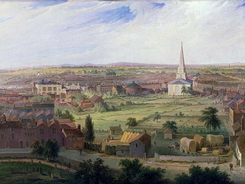 1778-Samuel Lines - Birmingham dalla cupola della chiesa di San Filippo nel 1821